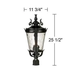John Timberland Casa Marseille Vintage Outdoor Post Light Textured Black Scroll 25" Clear Hammered Glass For Exterior Barn Deck House Porch Yard Home -John Timberland GUEST 9347a2df dbc3 4e1c 8ddb 93311bcea2f7