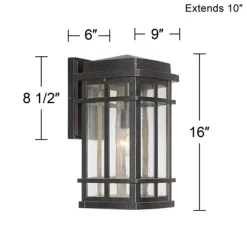 John Timberland Neri Mission Outdoor Wall Light Fixture Oil Rubbed Bronze 16" Clear Seedy Glass For Post Exterior Barn Deck House Porch Yard Patio -John Timberland GUEST 935962df 9157 4dcd 9a36 88a918f460bb