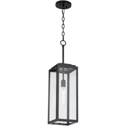 John Timberland Modern Outdoor Hanging Light Fixture Mystic Black 27 1/4" Clear Glass Panel For Exterior Barn Deck House Porch Patio Outside Garage -John Timberland GUEST 93709046 261a 49bc b833 f69d58f80ffb