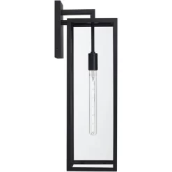 John Timberland Modern Industrial Outdoor Wall Light Fixture Mystic Black 27" Clear Glass Panels For Exterior Barn Deck House Porch Yard Patio Garage -John Timberland GUEST 93c4c94e 7c90 493b a005 fbc9d80373f9