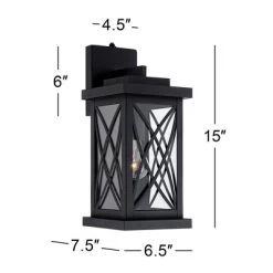 John Timberland Woodland Park Outdoor Wall Light Fixture Black Dusk To Dawn 15" Clear Glass For Post Exterior Barn Deck House Porch Yard Patio Home -John Timberland GUEST 95280b98 bd64 4fa3 9f88 0f4f6bc9faf9