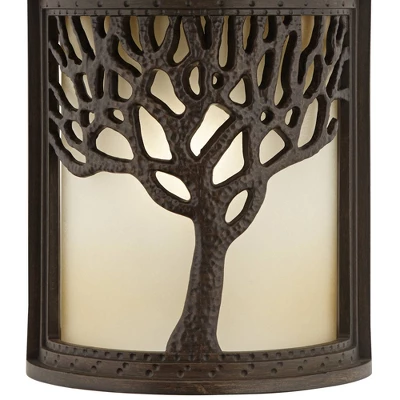 John Timberland Mission Outdoor Wall Light Fixture Bronze Tree Motif 12 1/4" Amber Glass Lantern For Exterior House Porch Patio 5 John Timberland Mission Outdoor Wall Light Fixture Bronze Tree Motif 12 1/4" Amber Glass Lantern For Exterior House Porch Patio - Image 3