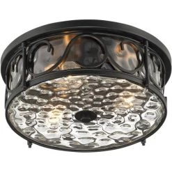 John Timberland Paseo Rustic Industrial Flush Mount Outdoor Ceiling Light Matte Black 6 1/4" Clear Hammered Glass Damp Rated For Post Exterior Barn -John Timberland GUEST 986b5b7c 106f 426d 831a 5d3c1eee115e