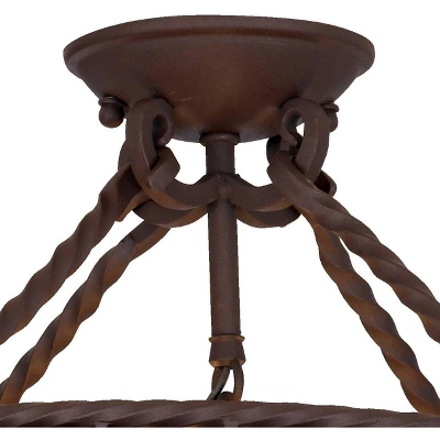 John Timberland Natural Mica Rustic Ceiling Light Semi Flush Mount Fixture 15" Wide Deep Walnut Scroll 3-Light Drum Shade For Bedroom Living Room Home 5 John Timberland Natural Mica Rustic Ceiling Light Semi Flush Mount Fixture 15" Wide Deep Walnut Scroll 3-Light Drum Shade For Bedroom Living Room Home - Image 3