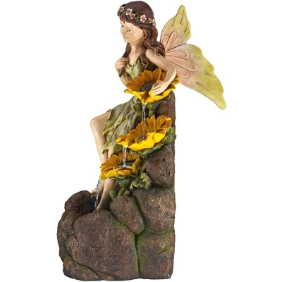 John Timberland Garden Fairy With Sunflowers Modern Cascading Outdoor Floor Water Fountain With LED Light 26" For Yard Garden Patio Home Deck Porch 5 John Timberland Garden Fairy With Sunflowers Modern Cascading Outdoor Floor Water Fountain With LED Light 26" For Yard Garden Patio Home Deck Porch - Image 3