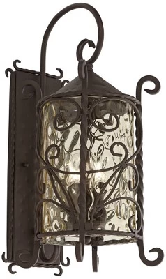 John Timberland Casa Seville Vintage Rustic Outdoor Wall Light Fixture Dark Walnut Scroll 23 3/4" Champagne Hammered Glass For Post Exterior Barn Deck 5 John Timberland Casa Seville Vintage Rustic Outdoor Wall Light Fixture Dark Walnut Scroll 23 3/4" Champagne Hammered Glass For Post Exterior Barn Deck - Image 3