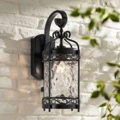 John Timberland Paseo Outdoor Vintage Wall Light Fixture Matte Black 19" Clear Hammered Glass For Post Exterior Barn Deck House Porch Yard Posts Patio -John Timberland GUEST 9b3180b0 70b5 4d75 a8b2 a96f57ad6ca7