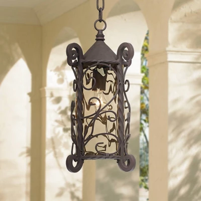 John Timberland Casa Seville Vintage Rustic Outdoor Hanging Light Dark Walnut Scroll 15" Champagne Water Glass For Post Exterior Barn Deck House Porch 3 John Timberland Casa Seville Vintage Rustic Outdoor Hanging Light Dark Walnut Scroll 15" Champagne Water Glass For Post Exterior Barn Deck House Porch