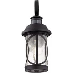 John Timberland Capistrano Mission Outdoor Wall Light Fixtures Set Of 2 Black Dusk To Dawn Motion Sensor 15 3/4" Clear Seeded Glass For Post Exterior -John Timberland GUEST 9c4f7908 e961 4731 8729 88ce5e59c773