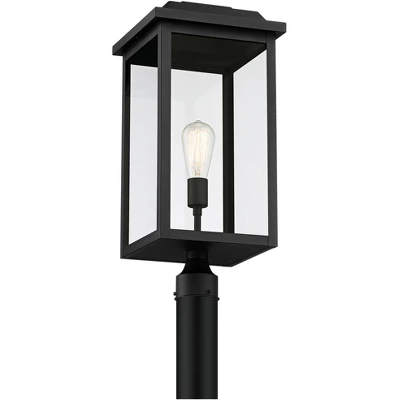 John Timberland Eastcrest Modern Outdoor Post Light Textured Black 22 1/2" Clear Glass Panels For Exterior Barn Deck House Porch Yard Patio Outside 6 John Timberland Eastcrest Modern Outdoor Post Light Textured Black 22 1/2" Clear Glass Panels For Exterior Barn Deck House Porch Yard Patio Outside - Image 4
