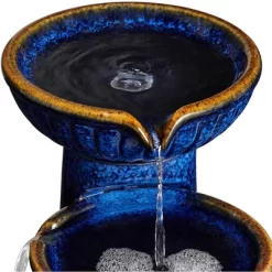 John Timberland Modern Outdoor Floor Water Fountain With Light LED 26 3/4" High Cascading Bowls For Yard Garden Patio Deck -John Timberland GUEST a09f6125 571d 45a3 a539 3491d66bc1df
