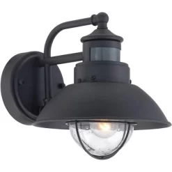 John Timberland Oberlin Rustic Farmhouse Outdoor Barn Light Fixture Black Dusk To Dawn Motion Sensor 9" Clear Seedy Glass For Exterior Deck House Yard -John Timberland GUEST a0b2ecb8 7b4a 4569 b900 9079029ff3e5