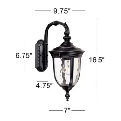John Timberland Bellagio Vintage Outdoor Wall Light Fixtures Set Of 2 Texturized Black Downbridge 16 1/2" Clear Hammered Glass For Post Exterior Barn -John Timberland GUEST a0eacbb4 a918 40f2 8cb1 59267063079d