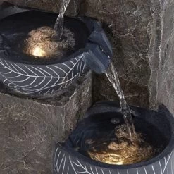 John Timberland Bali Rustic 4-Tier Cascading Bowls Outdoor Floor Water Fountain With LED Light 32 3/4" For Yard Garden Patio Home Deck -John Timberland GUEST a171d35a 23de 41bc a138 83c6b4484afe