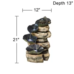John Timberland Frog And Four Lily Pad Rustic Cascading Outdoor Floor Water Fountain With LED Light 21" For Yard Garden Patio Home Deck Porch Exterior -John Timberland GUEST a254e081 6ec0 4c3f 94a5 46a081a3149e