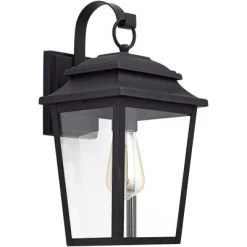 John Timberland Bellis Verde Modern Outdoor Wall Light Fixtures Set Of 2 Textured Black Lantern Frame 15 1/4" Clear Glass For Post Exterior -John Timberland GUEST a2f9db91 f360 42dc ab65 3112220d3a7e