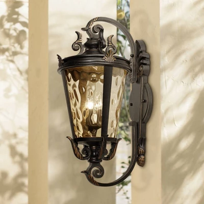 John Timberland Casa Marseille Rustic Outdoor Wall Light Fixture Veranda Bronze Ornate Scroll 36" Champagne Hammered Glass For Post Exterior Barn Deck 3 John Timberland Casa Marseille Rustic Outdoor Wall Light Fixture Veranda Bronze Ornate Scroll 36" Champagne Hammered Glass For Post Exterior Barn Deck