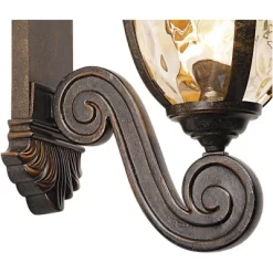 John Timberland Bellagio Vintage Rustic Outdoor Wall Light Fixture Veranda Bronze Dual Scroll Arm 24" Champagne Hammered Glass For Post Exterior Barn -John Timberland GUEST a3974877 f024 4de5 b6b0 404090c7be36