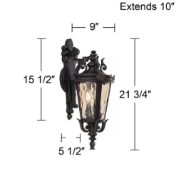 John Timberland Casa Marseille Rustic Outdoor Wall Light Fixture Valencia Bronze Scroll 21 3/4" Champagne Hammered Glass For Post Exterior Barn Deck -John Timberland GUEST a4618dd3 460f 46e0 92c2 1ea5f5cdc606