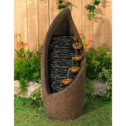 John Timberland 49 John Timberland Modern Rustic Outdoor Floor Water Fountain With Light LED 34 1/2" High Cascading For Yard Garden Patio Deck