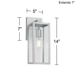 John Timberland Titan Modern Outdoor Wall Light Fixture Silver Metal Rectangular Frame 14" Clear Glass For Post Exterior Barn Deck House -John Timberland GUEST a5e19e94 f5bd 42d3 b430 956d28b9aa8b