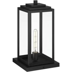 John Timberland Modern Outdoor Pier Mount Light Matte Black 17" Clear Glass Shade For Post Exterior Barn Deck House Porch Yard -John Timberland GUEST a6394d74 e030 4d25 9574 e35b0ed1d72a