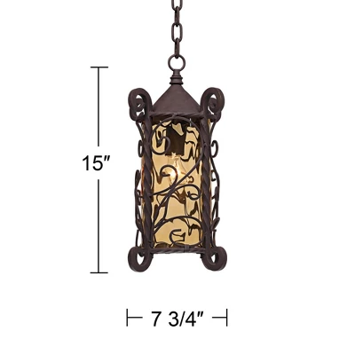 John Timberland Casa Seville Vintage Rustic Outdoor Hanging Light Dark Walnut Scroll 15" Champagne Water Glass For Post Exterior Barn Deck House Porch 9 John Timberland Casa Seville Vintage Rustic Outdoor Hanging Light Dark Walnut Scroll 15" Champagne Water Glass For Post Exterior Barn Deck House Porch - Image 7