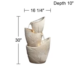 John Timberland Three Urn With Leaves Rustic Cascading Outdoor Floor Water Fountain With LED Light 30" For Yard Garden Patio Home Deck Porch Exterior -John Timberland GUEST a6c2a0a3 4df2 4a8a 9b85 ae51e15ebd9b