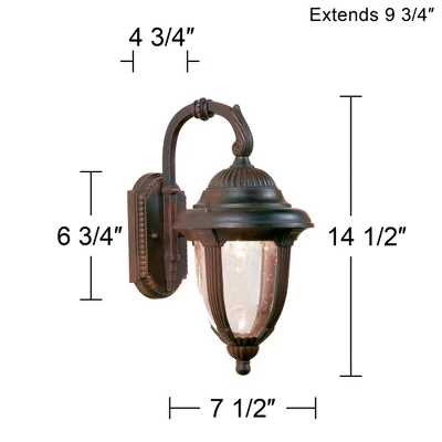 John Timberland Casa Sierra Rustic Vintage Outdoor Wall Light Fixture Bronze Downbridge 14 1/2" Clear Seedy Glass For Post Exterior Barn Deck House 4 John Timberland Casa Sierra Rustic Vintage Outdoor Wall Light Fixture Bronze Downbridge 14 1/2" Clear Seedy Glass For Post Exterior Barn Deck House - Image 2