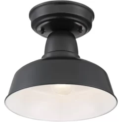 John Timberland Urban Barn Rustic Farmhouse Semi Flush Mount Outdoor Ceiling Light Black Metal 10 1/4" For Post Exterior Barn Deck House Porch Yard -John Timberland GUEST a9871079 2213 4685 9e33 0cbd1e3833aa