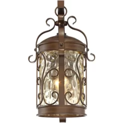 John Timberland Conway Vintage Rustic Outdoor Wall Light Fixture Oil Rubbed Bronze Scroll 17 1/2" Amber Hammered Glass For Post Exterior Barn Deck -John Timberland GUEST aa7af077 171d 4f4b 9061 5365c70e8fd8