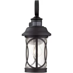 John Timberland Capistrano Mission Outdoor Wall Light Fixtures Set Of 2 Black Dusk To Dawn Motion Sensor 15 3/4" Clear Seeded Glass For Post Exterior -John Timberland GUEST aac1a5ab 2a26 49b5 9d59 ec544e37a996