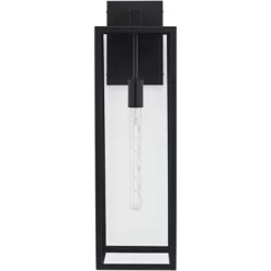 John Timberland Modern Industrial Outdoor Wall Light Fixture Mystic Black 27" Clear Glass Panels For Exterior Barn Deck House Porch Yard Patio Garage -John Timberland GUEST ab556d87 7ff2 4e3c 8f4d 52cc72d2b5a2