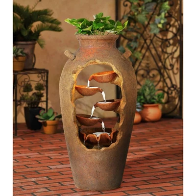 John Timberland Cascade Rustic Asian Planter Urn Outdoor Floor Water Fountain With LED Light 33" For Yard Garden Patio Home Deck Porch Exterior House 8 John Timberland Cascade Rustic Asian Planter Urn Outdoor Floor Water Fountain With LED Light 33" For Yard Garden Patio Home Deck Porch Exterior House - Image 7