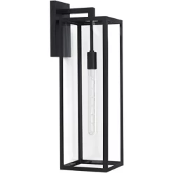 John Timberland Modern Industrial Outdoor Wall Light Fixture Mystic Black 27" Clear Glass Panels For Exterior Barn Deck House Porch Yard Patio Garage -John Timberland GUEST abd400a6 bddf 4dd8 b46e 0247636715d2