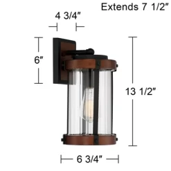 John Timberland Stan Industrial Outdoor Wall Light Fixture Dark Faux Wood Black 13 1/2" Clear Glass For Post Exterior Barn Deck House Porch Yard Patio -John Timberland GUEST ac71bbdf 9abc 4b25 809d 00109ae560dd