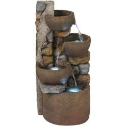 John Timberland Ashmill Urn Rustic Cascading Outdoor Floor Water Fountain With LED Light 29" For Yard Garden Patio Deck Porch Exterior Balcony -John Timberland GUEST ad59b0e8 1558 4c32 850e daa7fa866bdc