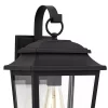 John Timberland Bellis Verde Modern Outdoor Wall Light Fixtures Set Of 2 Textured Black Lantern Frame 15 1/4" Clear Glass For Post Exterior
