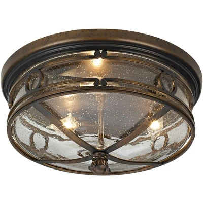 John Timberland Beverly Drive Rustic Flush Mount Outdoor Ceiling Light Bronze 7" Clear Seedy Glass For Post Exterior Barn Deck House Porch Yard Patio 6 John Timberland Beverly Drive Rustic Flush Mount Outdoor Ceiling Light Bronze 7" Clear Seedy Glass For Post Exterior Barn Deck House Porch Yard Patio - Image 4