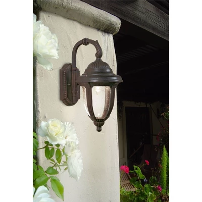 John Timberland Casa Sierra Rustic Vintage Outdoor Wall Light Fixture Bronze Downbridge 14 1/2" Clear Seedy Glass For Post Exterior Barn Deck House 5 John Timberland Casa Sierra Rustic Vintage Outdoor Wall Light Fixture Bronze Downbridge 14 1/2" Clear Seedy Glass For Post Exterior Barn Deck House - Image 3