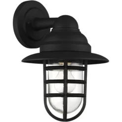 John Timberland Marlowe Rustic Industrial Farmhouse Outdoor Wall Light Fixture Black Hooded Cage 13" Clear Glass For Post Exterior Barn Deck House -John Timberland GUEST afe84cfb 57f5 4a85 b9a3 95d93490af6d