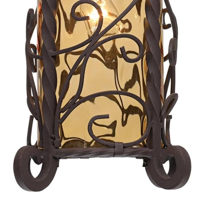 John Timberland Casa Seville Vintage Rustic Outdoor Hanging Light Dark Walnut Scroll 15" Champagne Water Glass For Post Exterior Barn Deck House Porch 5 John Timberland Casa Seville Vintage Rustic Outdoor Hanging Light Dark Walnut Scroll 15" Champagne Water Glass For Post Exterior Barn Deck House Porch - Image 3
