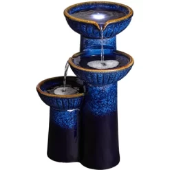 John Timberland Modern Outdoor Floor Water Fountain With Light LED 26 3/4" High Cascading Bowls For Yard Garden Patio Deck -John Timberland GUEST b3896441 0414 4733 87f2 190f591f613d