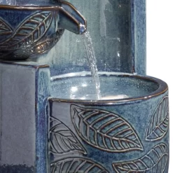 John Timberland Summer Leaves Cascading Bowls Modern Outdoor Floor Water Fountain With LED Light 26" For Yard Garden Patio Deck Porch House Exterior -John Timberland GUEST b552f384 8898 46cb ad14 e263a3abc704