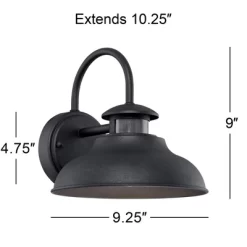 John Timberland Midland Industrial Outdoor Wall Light Fixture Black Motion Sensor Dusk To Dawn 9" For Post Exterior Barn Deck House Porch Yard Patio -John Timberland GUEST b91a8df9 6ac2 4f4e 9acd 16270802e97d