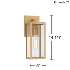 John Timberland Modern Outdoor Wall Light Fixture Soft Gold 14 1/4" Clear Glass For Exterior Barn Deck House Home Porch Yard Patio -John Timberland GUEST b9d1c908 4cfb 4ccf b025 e4bd344c226c