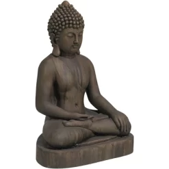John Timberland Sitting Buddha Statue Sculpture Zen Decor Outdoor Garden Front Porch Patio Yard Outside Dark Sandstone Faux Stone Finish 29 1/2" High -John Timberland GUEST baca393a f663 49dd a16a 3d1b1ff75625