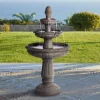 John Timberland Italian Style 3 Tier Outdoor Floor Water Fountain With Light LED 43" High Gray Faux Stone Garden Patio Backyard -John Timberland GUEST bbd758a8 0144 4d09 8b2f dec62d0f02d9