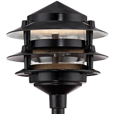 John Timberland Three-Tier Pagoda 11" High Black LED Path Lights Set Of 2 3 John Timberland Three-Tier Pagoda 11" High Black LED Path Lights Set Of 2