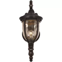 John Timberland Bellagio Vintage Rustic Outdoor Wall Light Fixture Veranda Bronze 26" Amber Hammered Glass For Post Exterior Barn Deck House Porch -John Timberland GUEST bd89a6ee b031 4b90 a676 831f375e589c